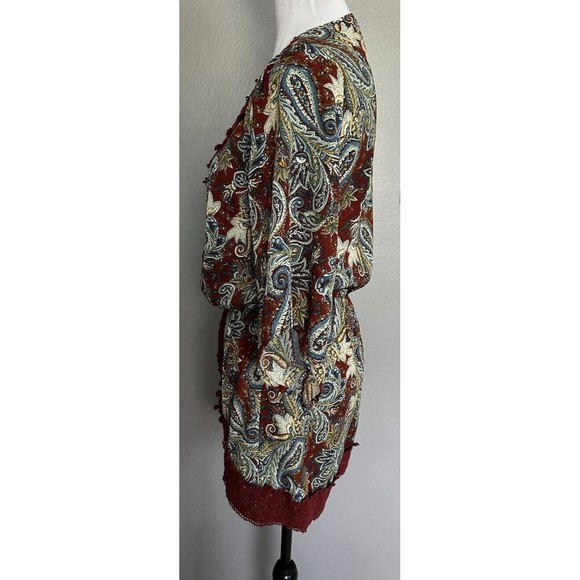 Love Culture Womens Romper Multicolor Crochet Trim V Neck Bell Sleeve Sz M EUC - Picture 2 of 8